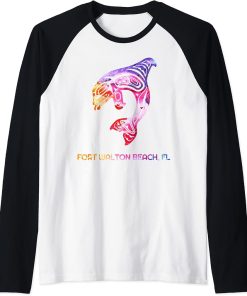 Tribal Fort Walton Beach Orca Killer Whale Native American Raglan Baseball Tee